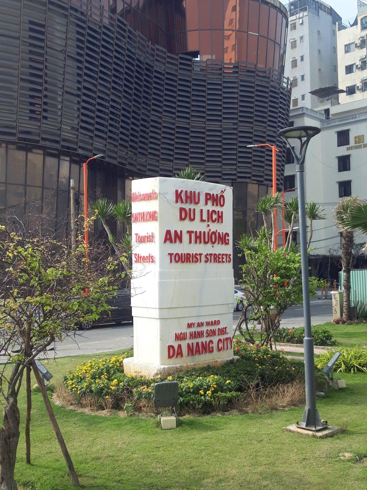 Welcome sign at the entry to An Thuong tourist streets in Da Nang