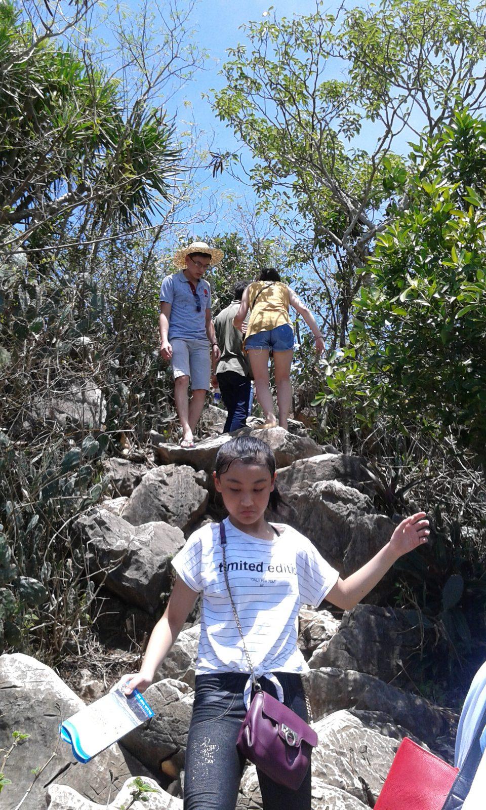 Visitors hiking at the Marble Mountains near Da Nang, Vietnam