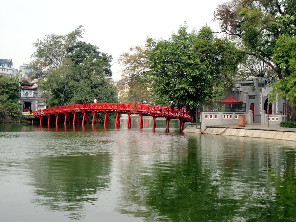The Huc Bridge on Hoan Kiem Lake