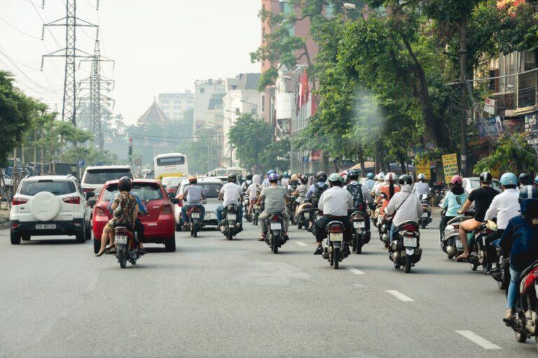 Typical motorbike traffic in Hanoi