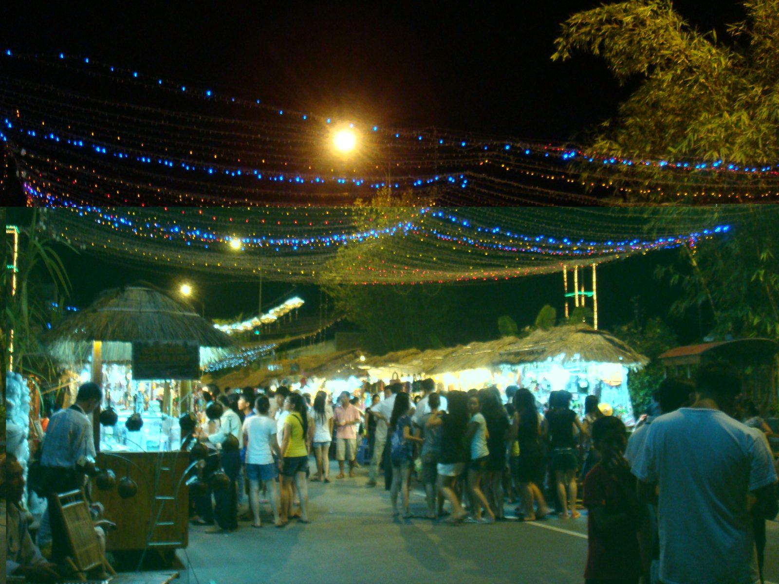 Tran Phu night market walking street in Nha Trang with food stalls