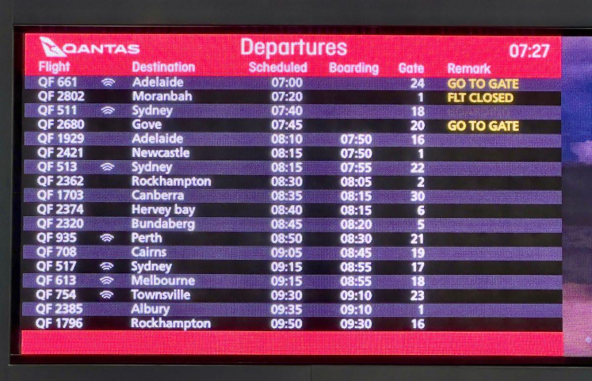Airport departure board