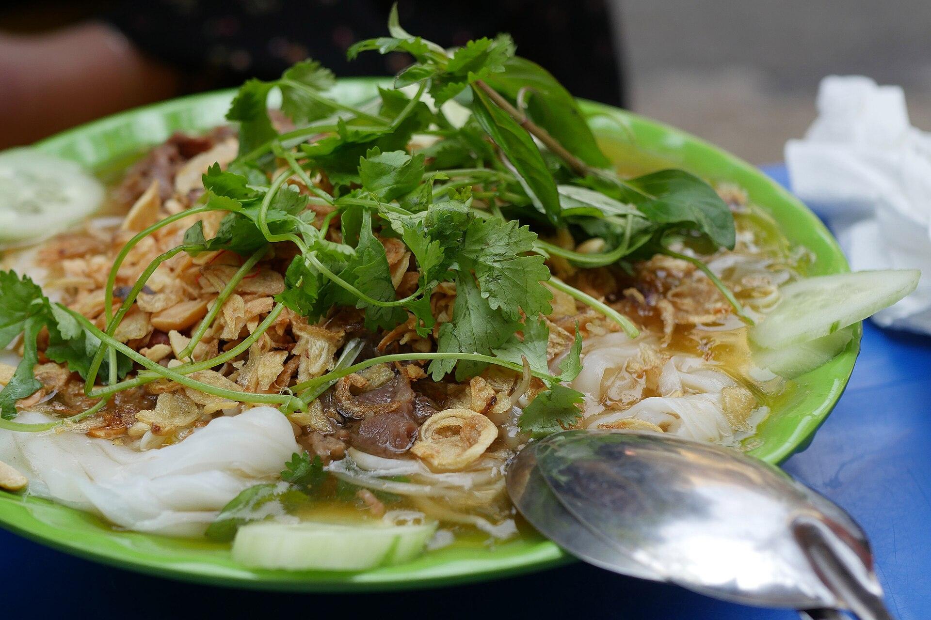 Banh cuon steamed rice rolls, a northern Vietnamese specialty in Hanoi