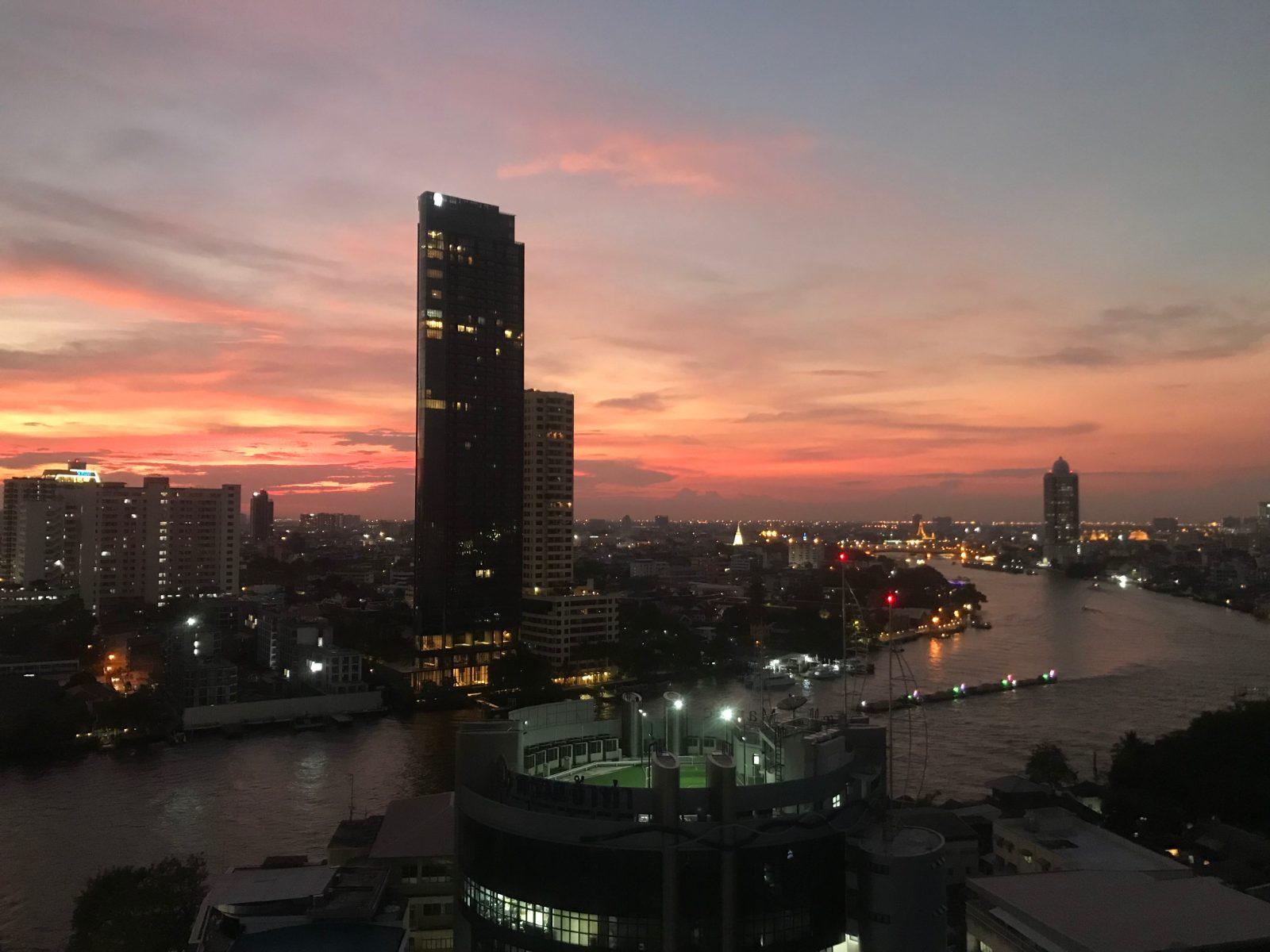 The Chao Phraya River in Bangkok at sunset