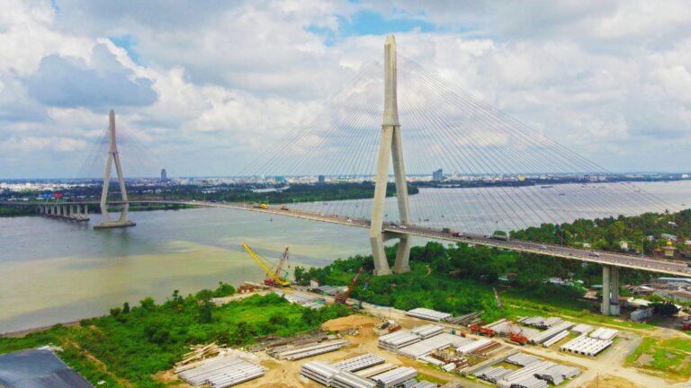 The completed Can Tho Bridge spanning the Hau River, Vietnam