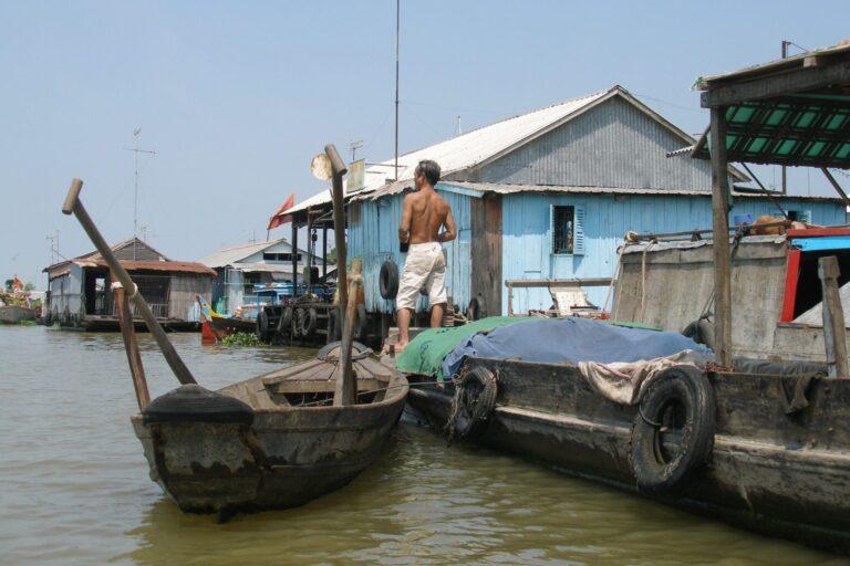 Houses on the Bassac River near Chau Doc, Vietnam