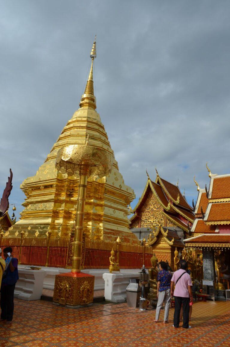 Golden chedi of Wat Phra That Doi Suthep overlooking Chiang Mai