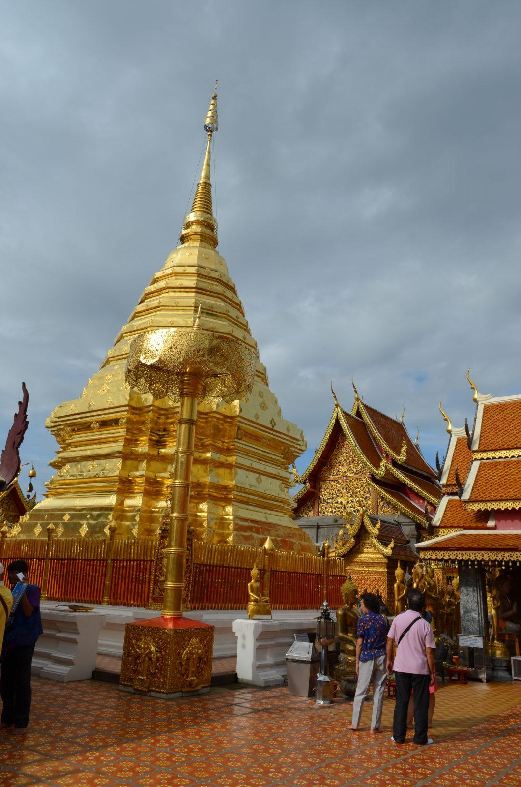 Golden chedi of Wat Phra That Doi Suthep overlooking Chiang Mai