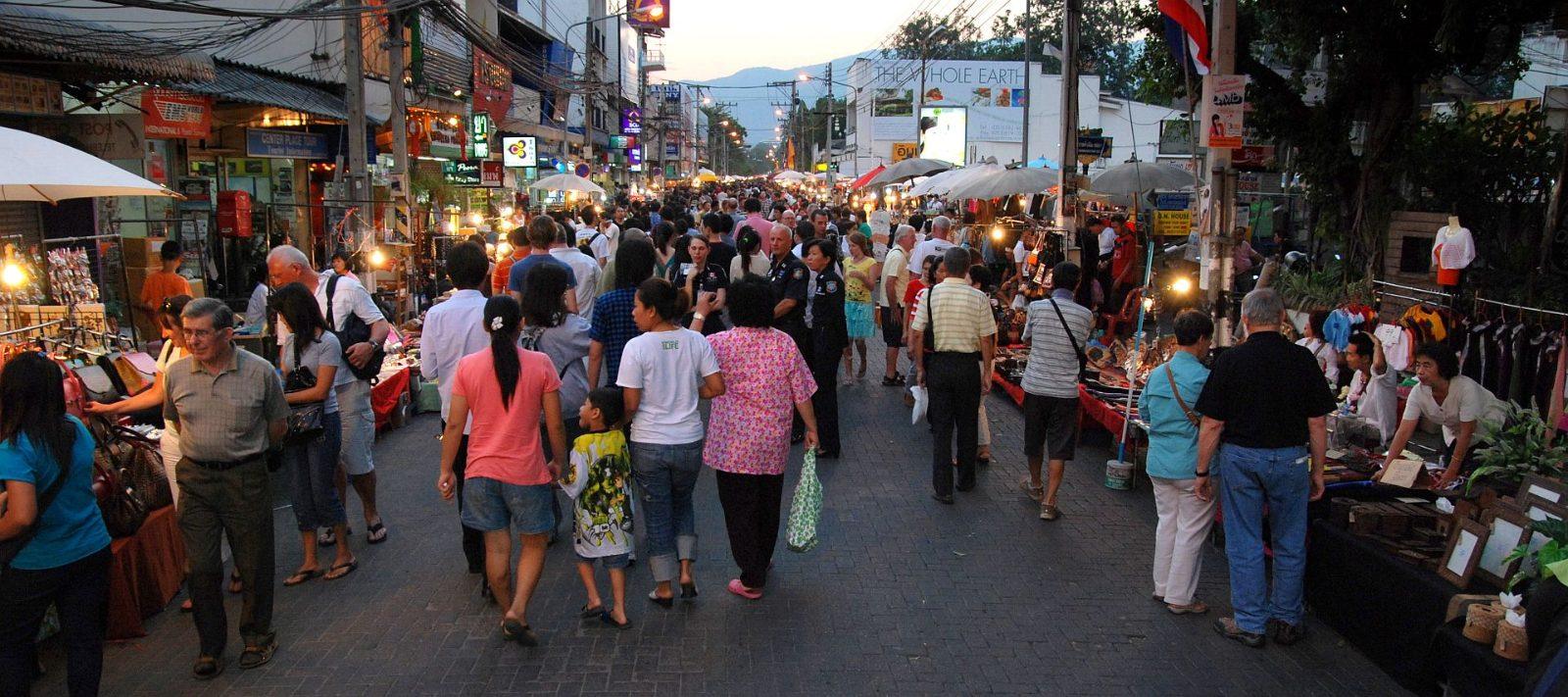 Crowds at the Chiang Mai Sunday Walking Street night market