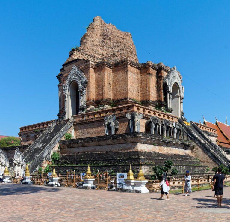 The brick chedi of Wat Chedi Luang in Chiang Mai Old City