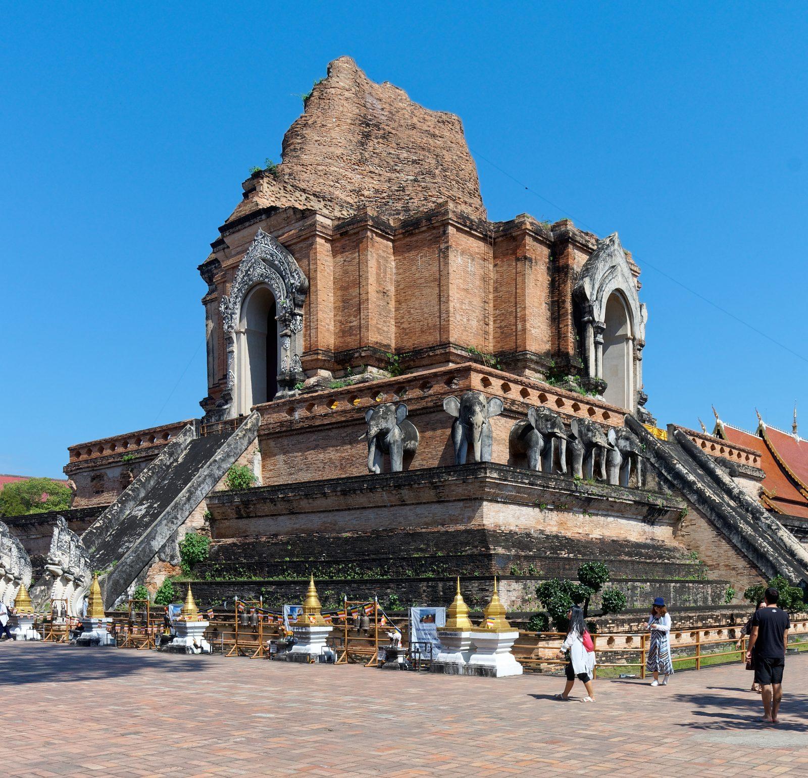 The brick chedi of Wat Chedi Luang in Chiang Mai Old City