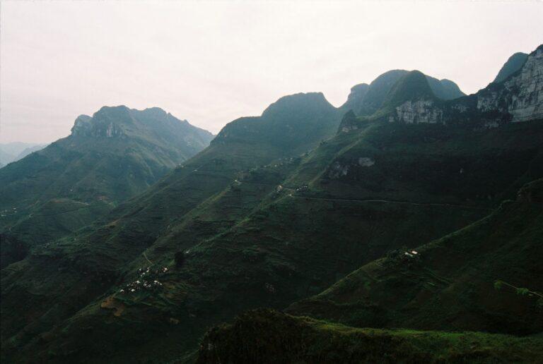 The winding mountain road at Ma Pi Leng Pass, Ha Giang Province, Vietnam