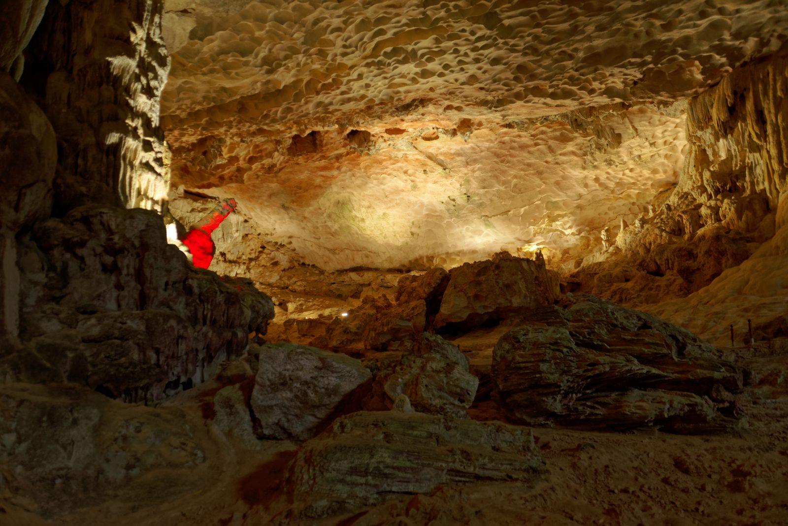 Inside Sung Sot Cave, one of the largest caves in Ha Long Bay