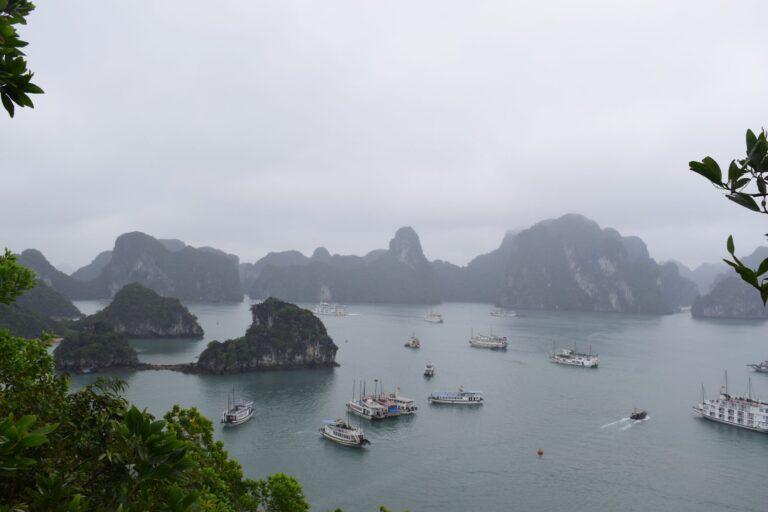 Panoramic view over Ha Long Bay from the top of Titop Island