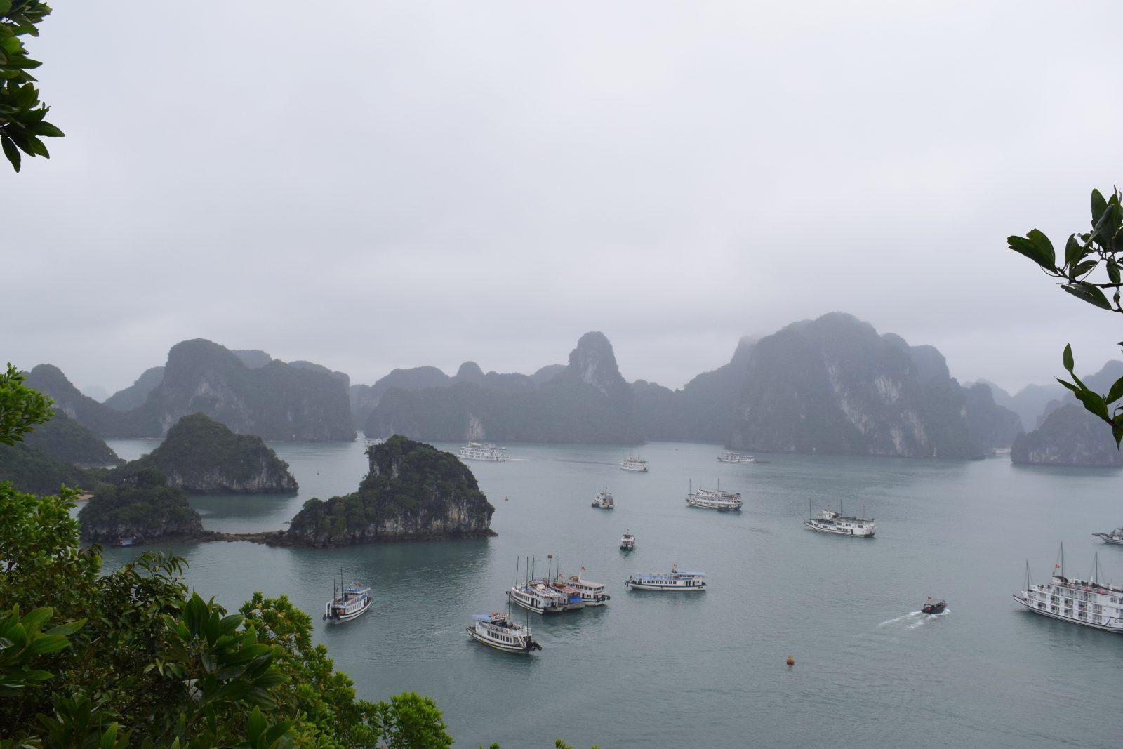 Panoramic view over Ha Long Bay from the top of Titop Island