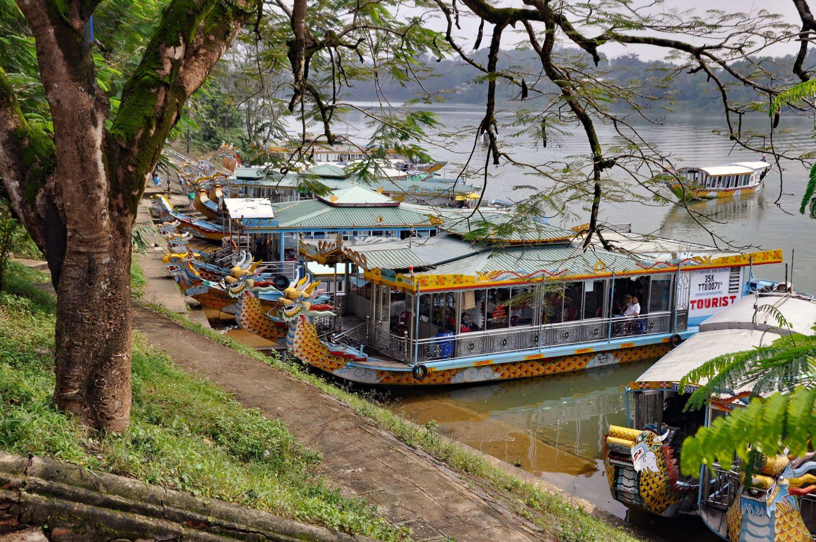 Dragon boats on the Perfume River, Hue, Vietnam