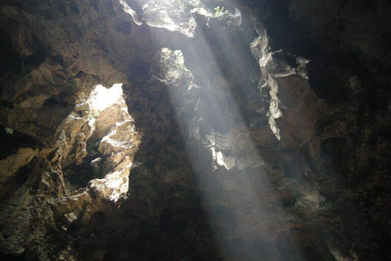 Natural light streaming into Huyen Khong Cave inside the Marble Mountains, Da Nang