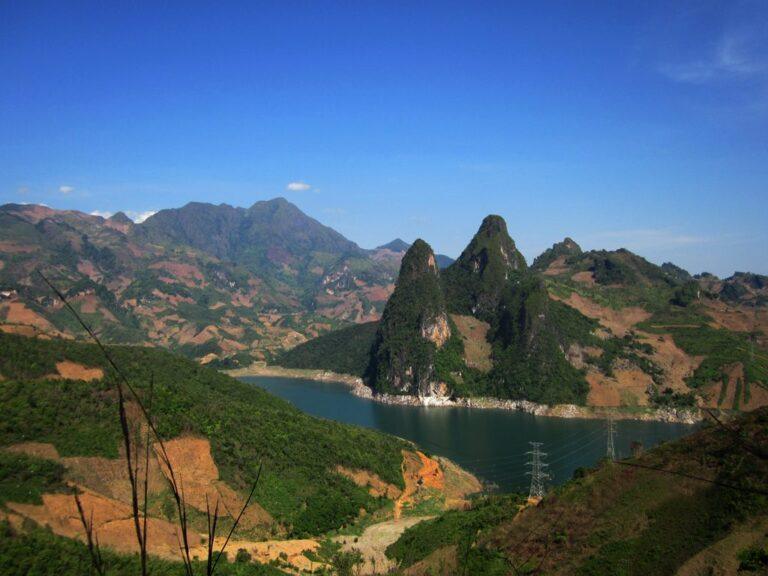 Mountain road landscape between Son La and Moc Chau, Vietnam