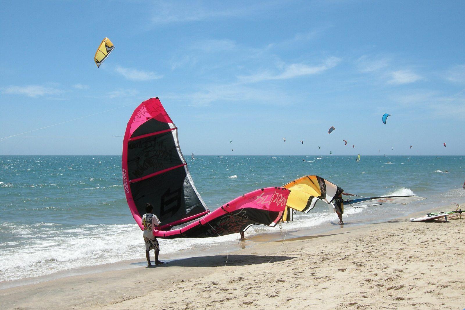 Kitesurfers on Mui Ne beach, Vietnam