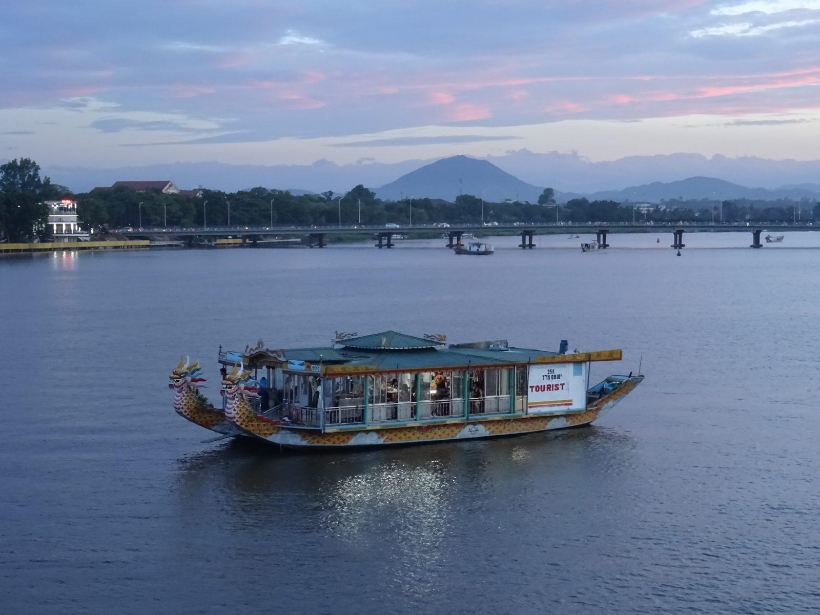 Sunset over the Perfume River in Hue, Vietnam