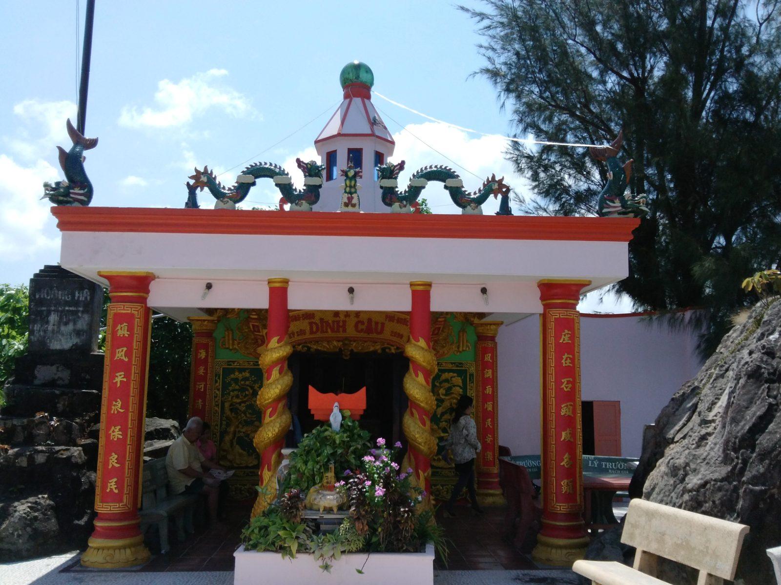 Dinh Cau shrine on a rock by the sea in Phu Quoc