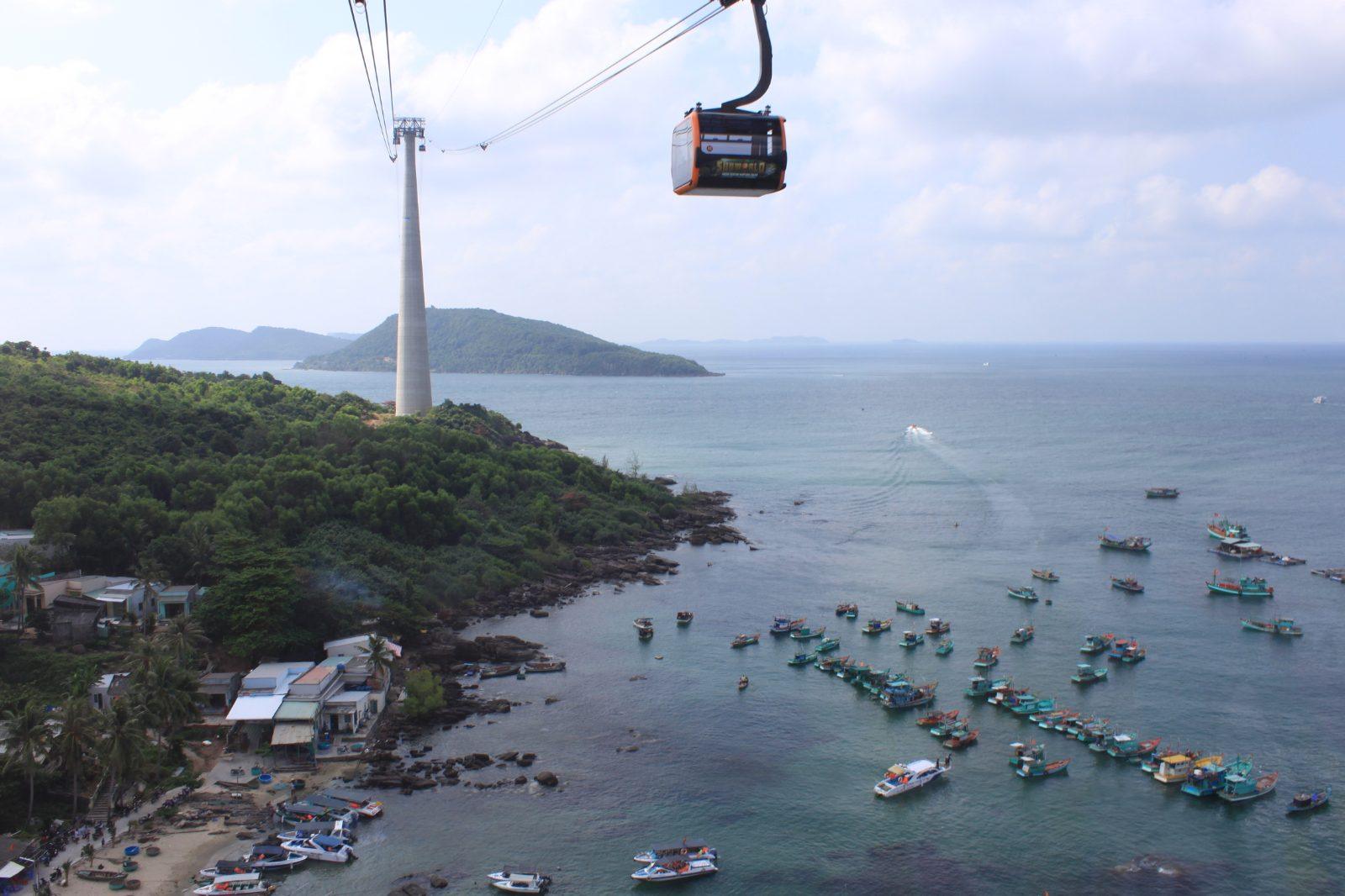 The Hon Thom cable car crossing the sea near An Thoi, Phu Quoc Island