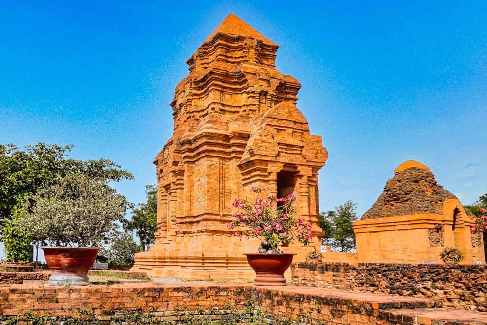 The ancient Po Shanu Cham towers on a hill above Phan Thiet