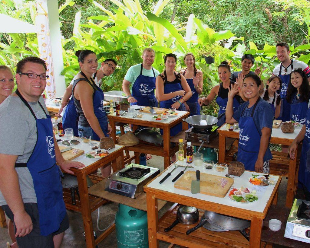 A Thai cooking class group in Chiang Mai