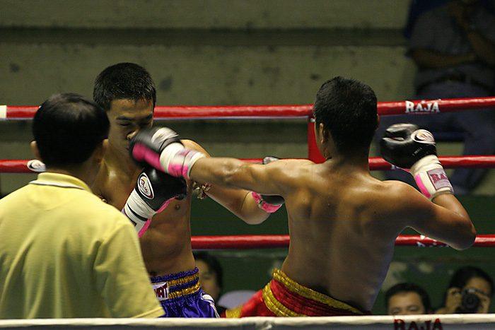 A Muay Thai boxing match in Thailand