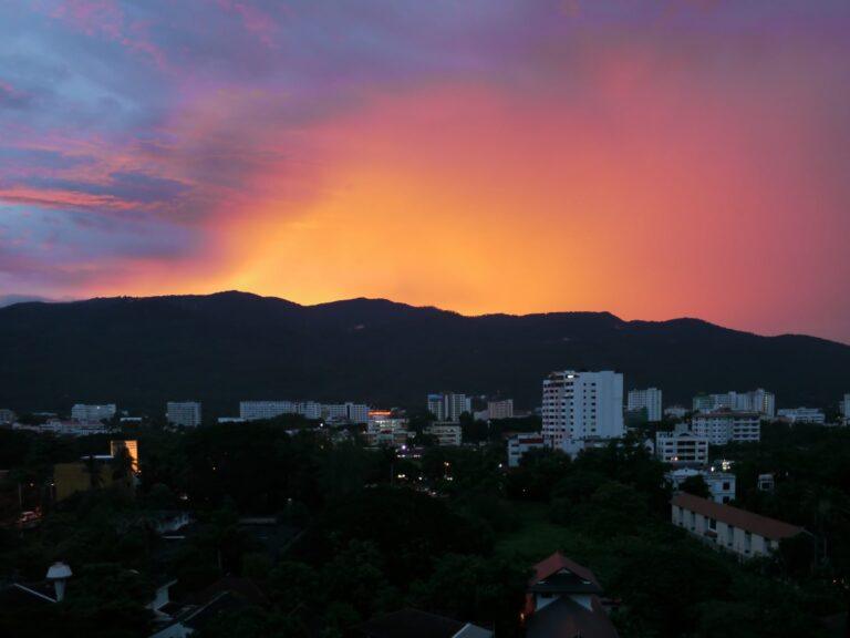 Sunset over Chiang Mai as seen from Doi Suthep