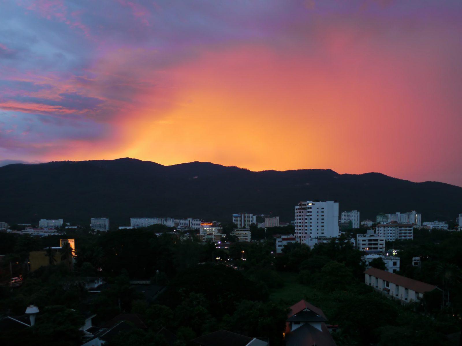 Sunset over Chiang Mai as seen from Doi Suthep