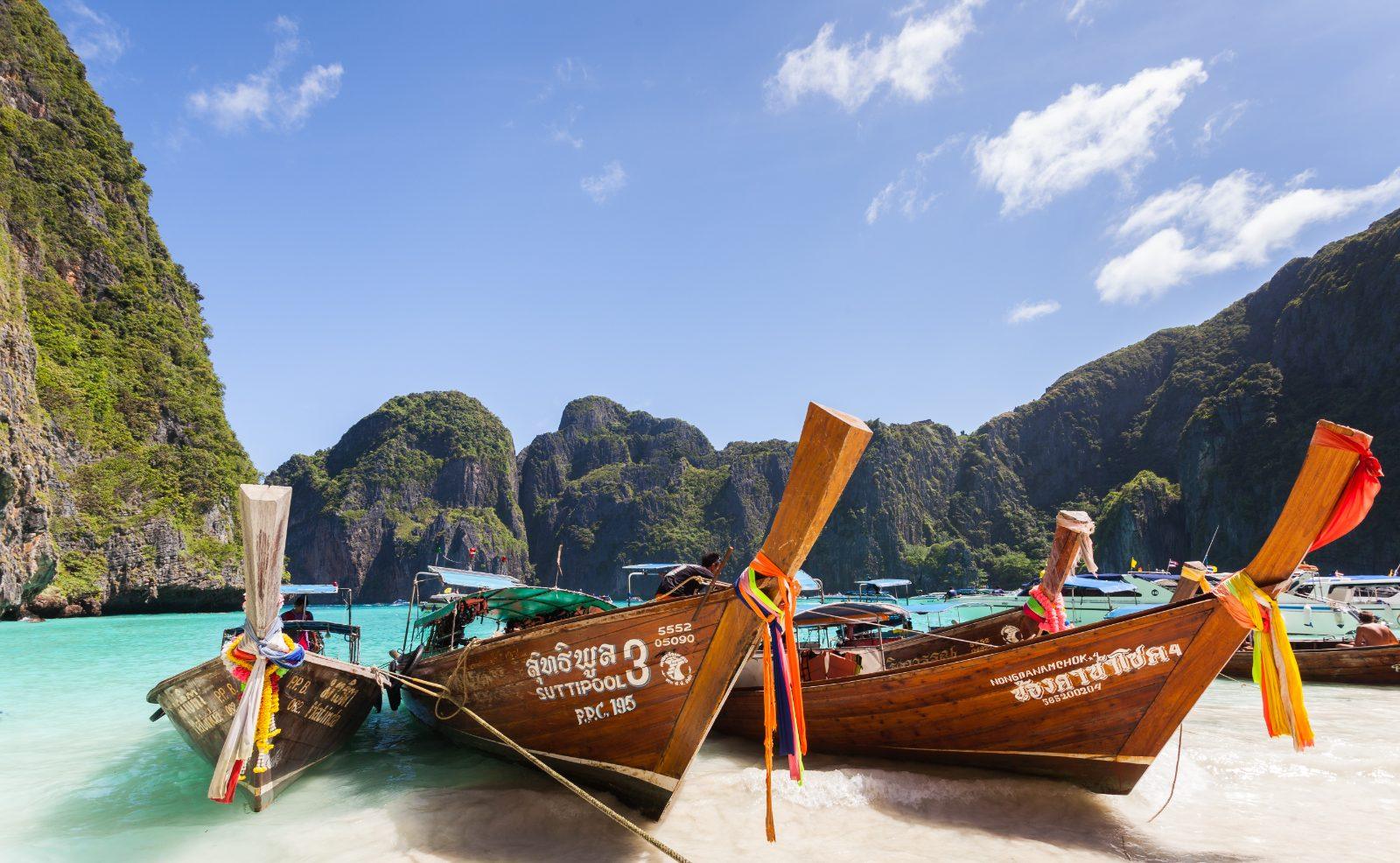 Longtail boats at the Phi Phi Islands near Phuket